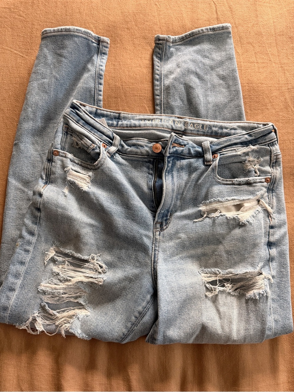 American Eagle Outfitters Light Blue Distressed “Mom Jeans”